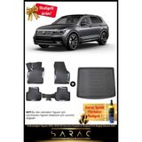 Srcmats Volkswagen Tiguan 2016-2023 3D Havuzlu Paspas & Stepneli Üst Bagaj Havuzu Seti+ - Siyah