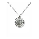 Sri Yantra Sembol Figürlü Kolye – Gümüş Renk Spiritüel Metal Unisex Takı