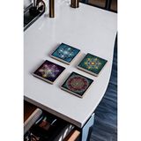 Sri Yantra, Yaşam Çiçeği, Metatron Doğal Taş Traverten Bardak Altlığı 4 Lü Set