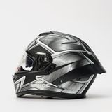 SRKOC Güneş Vizörlü İntercom Uyumlu Metalik Gri Full Face Motorsiklet Kaskı - XL