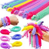 Srmayyi 20'li Paket Esnek İpli Fidget Oyuncakları, Dinozor Duyusal Erişte Telleri, Çocuklar Yetişkinler için Dokulu Esnek İp Stres Giderme, Parti Hediyeleri, Noel Çorapları