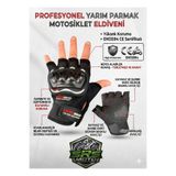 SRSMOTO Profesyonel Korumalı Yarım Parmak Motosiklet Eldiveni - Yazlık Nefes Alabilir Motor Eldiveni