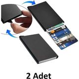 SRTfootcare 2 Adet Otomatik Mekanizmalı Metal Kredi Kartlık Rfıd Korumalı - Siyah