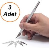 SRTfootcare 3 Adet Kretuar Bıçağı, Paslanmaz Çelik Hassas Kesim Bıçağı + 5 Ad.yedek Bıçak - Renkli - 14.5 cm