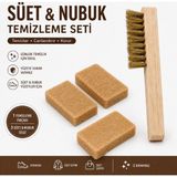 SRTfootcare Süet Nubuk Temizleme Seti Tel Fırça + 3 Adet Süet Nubuk Silgisi - Sarı