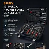 Srunv 121 Parça Profesyonel El Aletleri Seti | Lokma Takımı, Cırcır Kol, Kombine Anahtar, Torx Uçlar, Cr-V Çelik