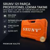 Srunv 121 Parça Profesyonel Lokma Takımı Cr-V Çelik | 1/2” 3/8” 1/4” Cırcır Kollar, Alyan Seti, Torx Uçlar Ve Kombine Anahtarlar