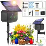 Srygery LCD Ekran Güneş Damla Sulama Sistemi Kiti, 30 Çalışma Modu ve 10 Sulama Aralığı Güneş Enerjili Damla Sulama Kiti 15 Saksı Bitkisini Destekler, Bahçe için 2200mAh Otomatik Sulama Sistemi