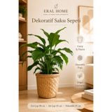 SS ERAL KOOP El Örmesi Hasır Saksılık Dekoratif Büyük Boy Saksı Sepeti 30x28 cm