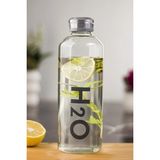 SS Home Concept H2O Borosilikat Cam Matara Vakum Kapaklı Su Şişesi Suluk Gri 1000 ml