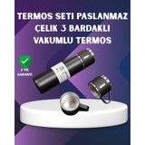 SS Home Concept Paslanmaz Termos ve Ikili Bardak Seti | 6-12 Saat Sıcak/soğuk Tutma