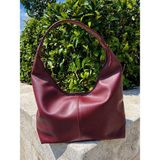 SS Trend Store Kadın Büyük Boy Omuz Çantası Fermuarlı Geniş Iç Hacimli Hobo Bag Günlük Shopper Çanta - 01-Bordo