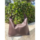 SS Trend Store Kadın Büyük Boy Omuz Çantası Fermuarlı Geniş Iç Hacimli Hobo Bag Günlük Shopper Çanta - Acı Kahve