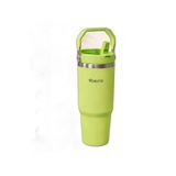 SS119 900 ml Çelik Termos Bardak Pipetli Kulplu Taşınabilir Su Matarası Yeşil