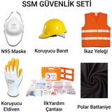 Ssm Sesam Grup N95 Maske Baret İlkyardım Çantası Battaniye Eldiven Yelek Deprem Güvenlik Seti