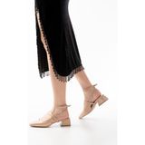ST-003 Nut Rugan Günlük 4 cm Topuklu Bayan Ayakkabı - Vizon