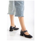 ST-006 Siyah Günlük 4 cm Topuklu Bayan Ayakkabı