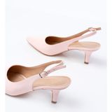 ST-1152 Pembe Rugan Günlük 7 cm Topuklu Kadın Ayakkabı - Pudra