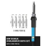 ST-60 Model Profesyonel 60W Isı Ayarlı Havya + 5 Kaliteli Yedek Uç