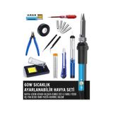 ST-60 Model Profesyonel 60W Isı Ayarlı Havya Full Parçaların Olduğu Lehim Seti