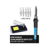 ST-60 Model Profesyonel 60W Isı Ayarlı Havya + Stand + 5 Kaliteli Yedek Uç