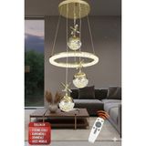 St Aydınlatma Heidi Gold Kaplamalı Lüks Tasarım Kumandalı Dimmerli LED Avize