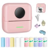 ST-CARE Mini cep Bluetooth yazıcı-taşınabilir termal yazıcı, 5 rulo kağıtlı, dergi/kendin yap karalama defteri/seyahat/notlar/listeler/etiket/not, makbuz yazıcısı, çocuklar, kadınlar, hediyeler, çocuklar için
