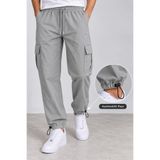 S&T Company Erkek Paraşüt Kumaş Kargo Cepli Eşofman - Ayarlanabilir Paça Oversized Fit
