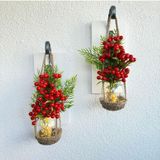 ST Dekor Duvar Dekoru, Led Işıklı, Kokina Yılbaşı Çiçeği, Balkon Dekoru, Beyaz Ikili Set