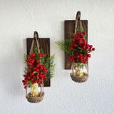 ST Dekor Duvar Dekoru, Led Işıklı, Kokina Yılbaşı Çiçeği, Balkon Dekoru, Ceviz Ikili Set