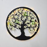 ST Dekor Led Işıklı Ve Beyaz Sakura Hayat Ağacı Tablo 40cm - Siyah Çok Renkli
