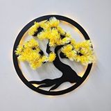 ST Dekor Led Işıklı Ve Sarı Bonsai Ağaç Tablo 40cm - Siyah Çok Renkli