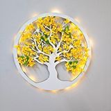 ST Dekor Led Işıklı Ve Sarı Sakura Hayat Ağacı Tablo 40cm - Beyaz