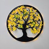 ST Dekor Led Işıklı Ve Sarı Sakura Hayat Ağacı Tablo 40cm - Siyah Çok Renkli