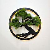 ST Dekor Led Işıklı Ve Yeşil Bonsai Ağaç Tablo 40cm - Siyah Çok Renkli