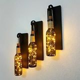 ST Dekor Retro Yeşil Şişeli Led Işıklı, Mat Siyah Aplik, 3 Lü Set