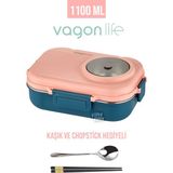 St. Morritz 1100 ml Çorba Kaseli-Metal Kaşıklı Paslanmaz Çelik Bento Lunch Box Yeni Nesil Sefer Tası-F
