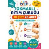 St. Morritz 20 cm 10 Çift Tokmaklı Ahşap Ritim Çubuğu Eğitici Anaokulu Ritim Tokmağı Toplam 20 Adet