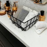 St. Morritz 21X21CM Banyo Makyaj Çok Amaçlı Siyah Tel Sepet - Masaüstü ve Dolap Içi Düzenleyici Organizer Siyah