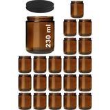 St. Morritz 230 ml Cam Kavanoz Amber Mumluk 230 cc Metal Siyah Kapaklı Mum Kavanozu Kahverengi 20 Adet