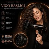 St. Morritz 2500 W Vigo Başlıklı Profesyonel Kuaför Fön ve Saç Kurutma Makinesi ve Vigo Başlık - Siyah