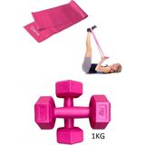 St. Morritz 2'li Set 1 kg x 2 Adet Dambıl Fitness Spor Ağırlık Seti Vücut Geliştirme Aleti Dumbell Pilates Bandı