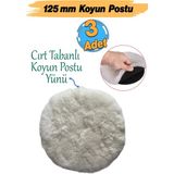 St. Morritz ( 3 Adet ) Çap 125 mm Koyun Postu Pedi Pasta Cila Polisaj Süngeri Cırt Tabanlı Kuzu Postu Yün Keçesi