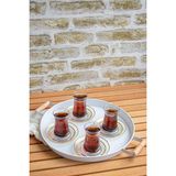 St. Morritz 30 cm Ahşap Kulplu Metal Tepsi Çay Tepsisi Kahve Tepsisi Sunum Tepsisi
