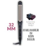 St. Morritz 32 mm Seramik Kaplama Xl Saç Maşası (Ayarlanabilir Isı , Hediye Eldiven , Uzun Başlık)