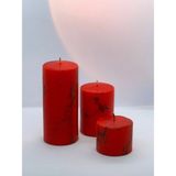 St. Morritz 3'lü Kütük Silindir Set Mum Kırmızı Mermer Desenli Vanilya Kokulu 7 Çap Boylar 5-9-15 cm