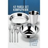 St. Morritz 42 Parça Tabak Kase Bardak Çatal Kaşık Seti Kamp Piknik Seti 721970