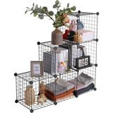 St. Morritz 6 Bölmeli Portatif Çok Amaçlı Metal Tel Dolap Raf Organizer - 001-Renkli
