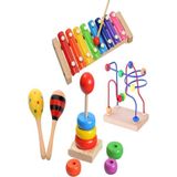 St. Morritz Ahşap Oyuncak 8'li Selefon Ksilofon Mini Helezon Marakas Kule Eğitici Oyuncak Set