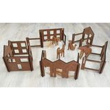 St. Morritz Ahşap Oyuncak Çiftlik Evi Hayvan Figürleri 3D Etkinlik Boyanabilir 6 mm Kalınlık Puzzle Yapboz